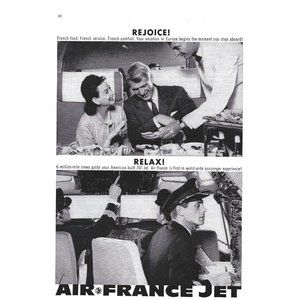 Air France Jet Airlines French Food Flight 1960s Vintage Print Ad 9 inch Tall